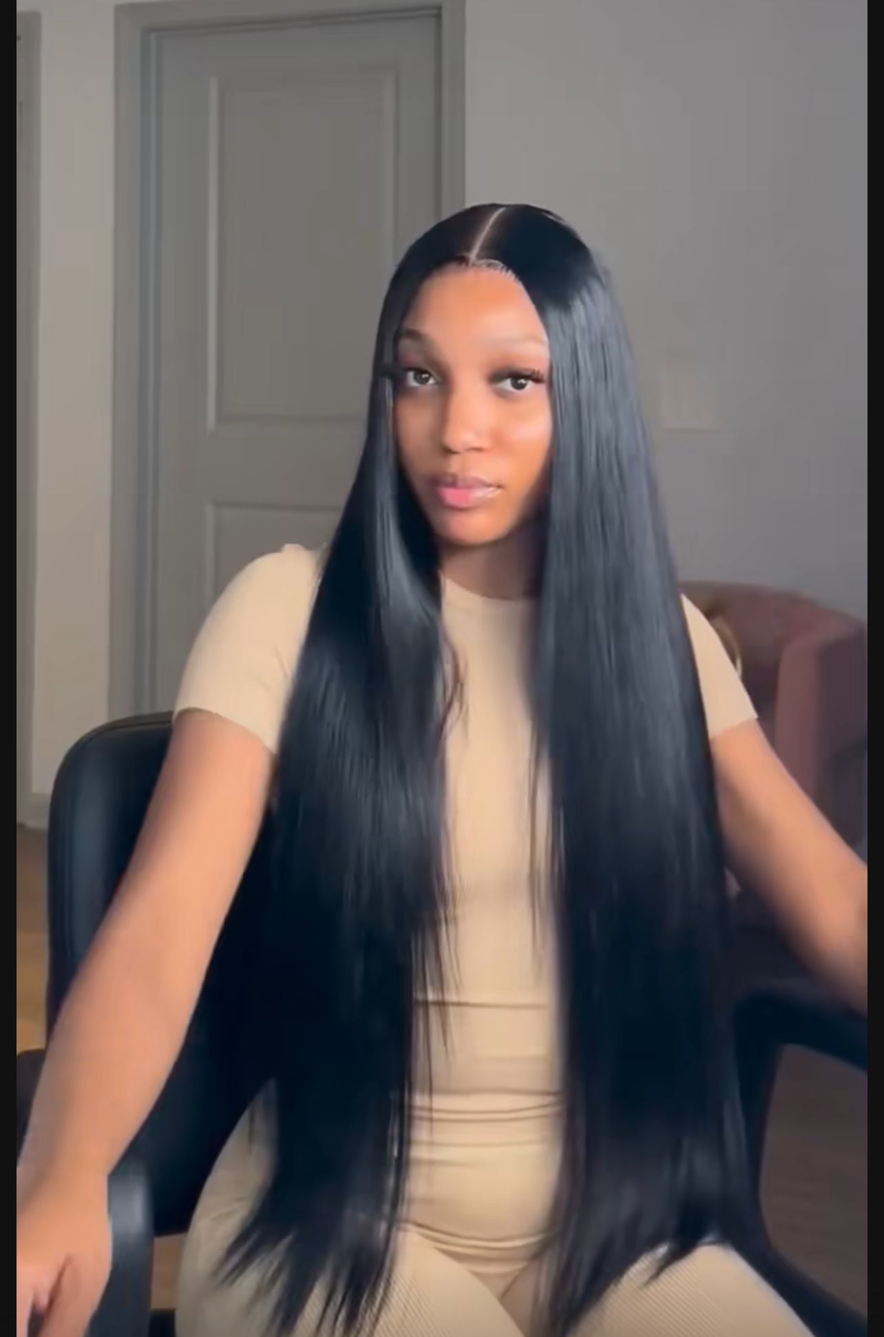 Straight closure glueless wig