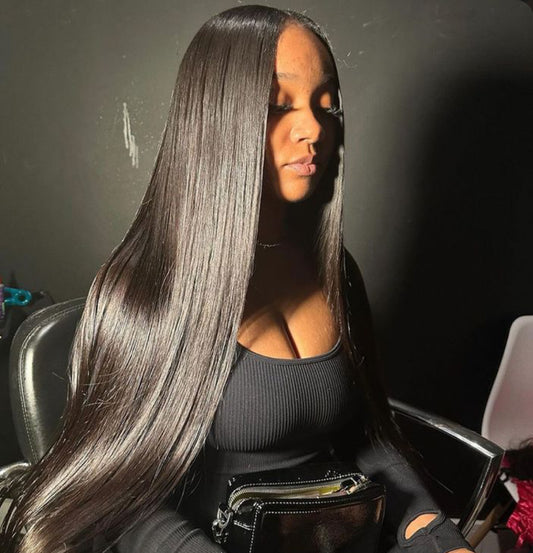 Straight closure glueless wig