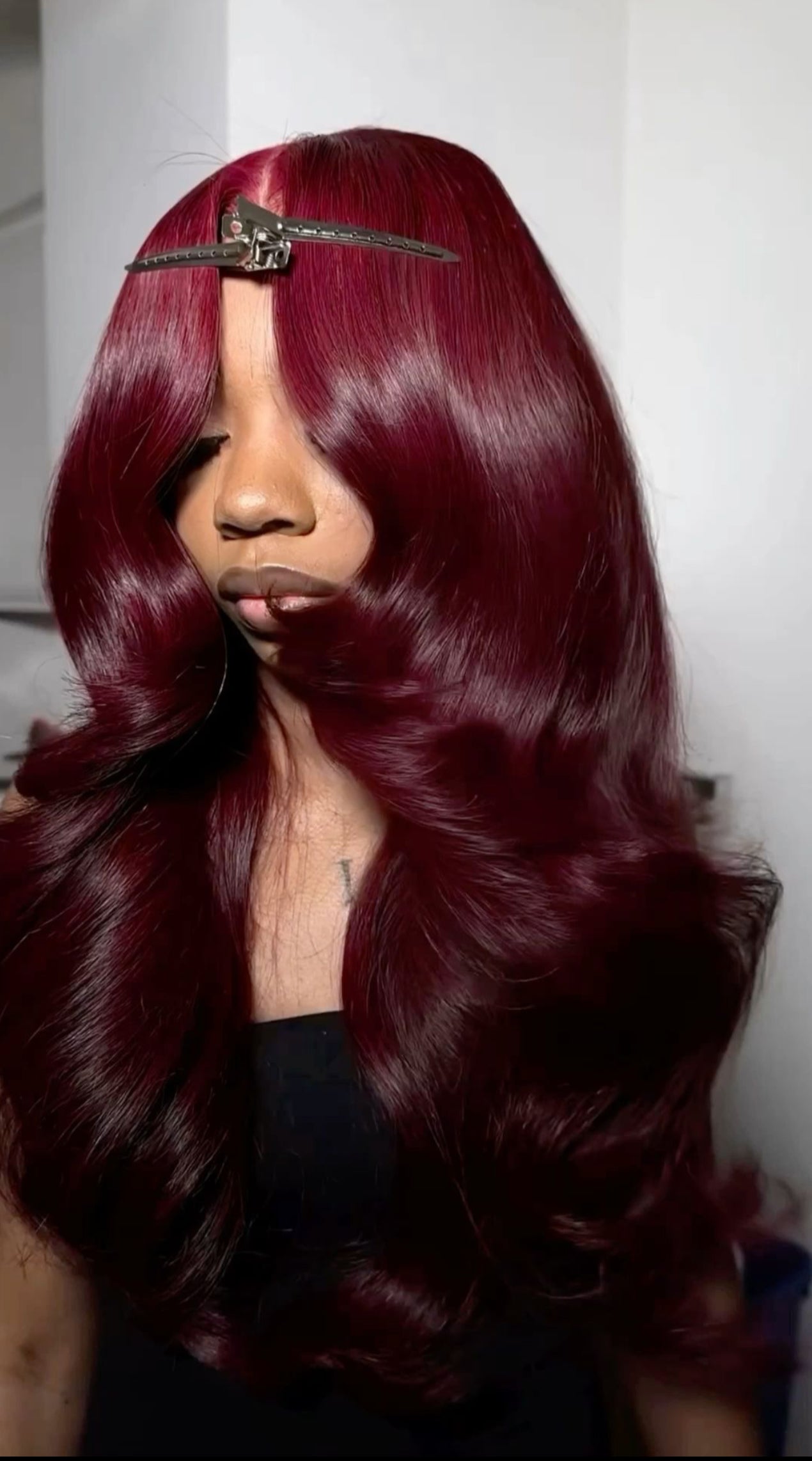 Burgundy Bodywave frontal wig