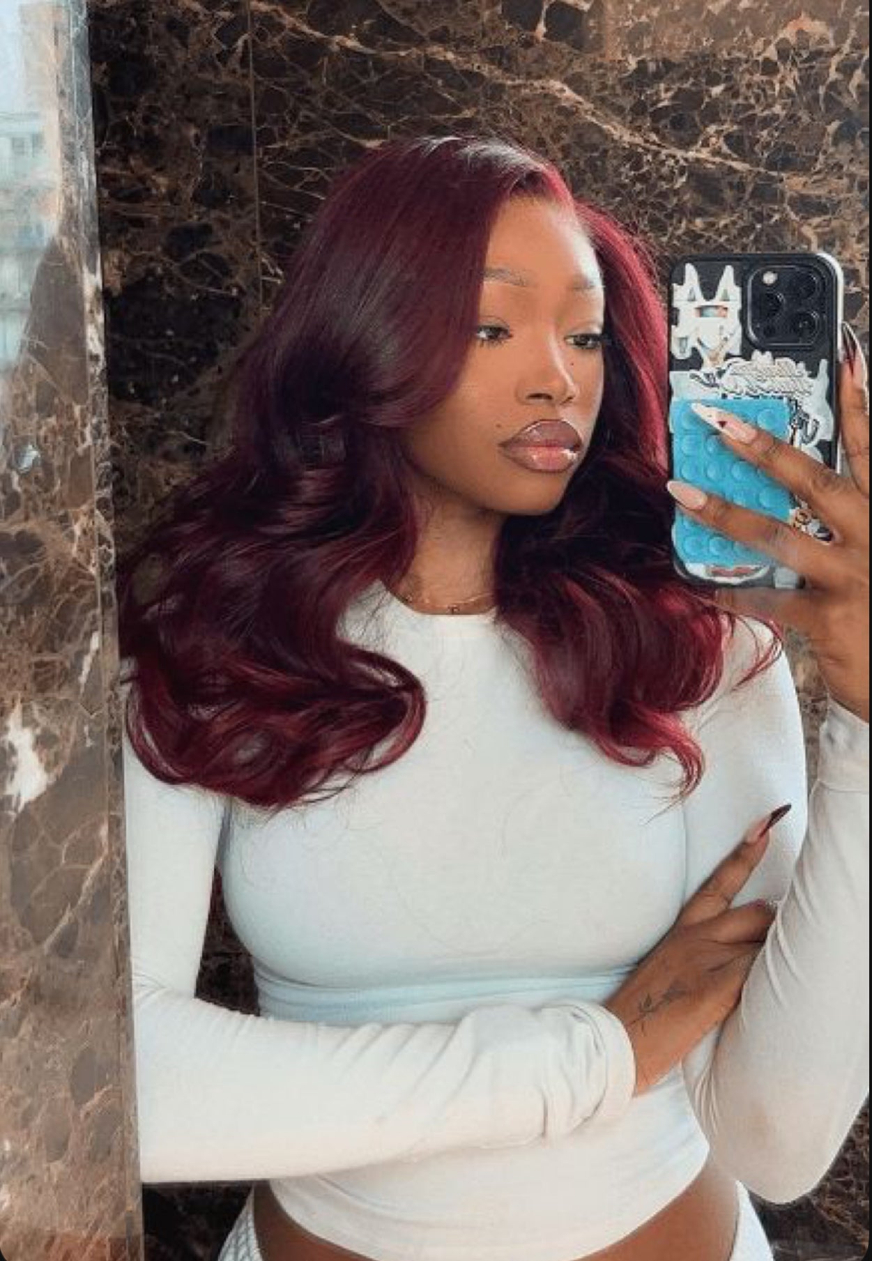 Burgundy Bodywave frontal wig