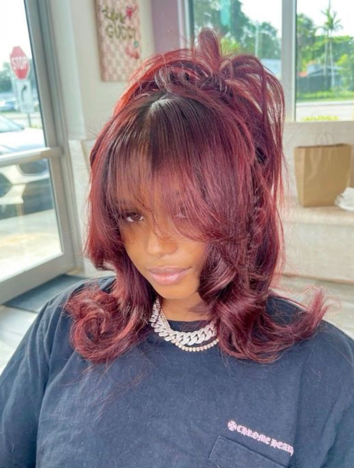 Burgundy Bodywave frontal wig