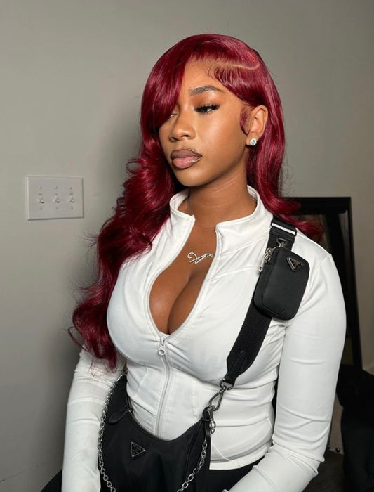 Burgundy Bodywave frontal wig